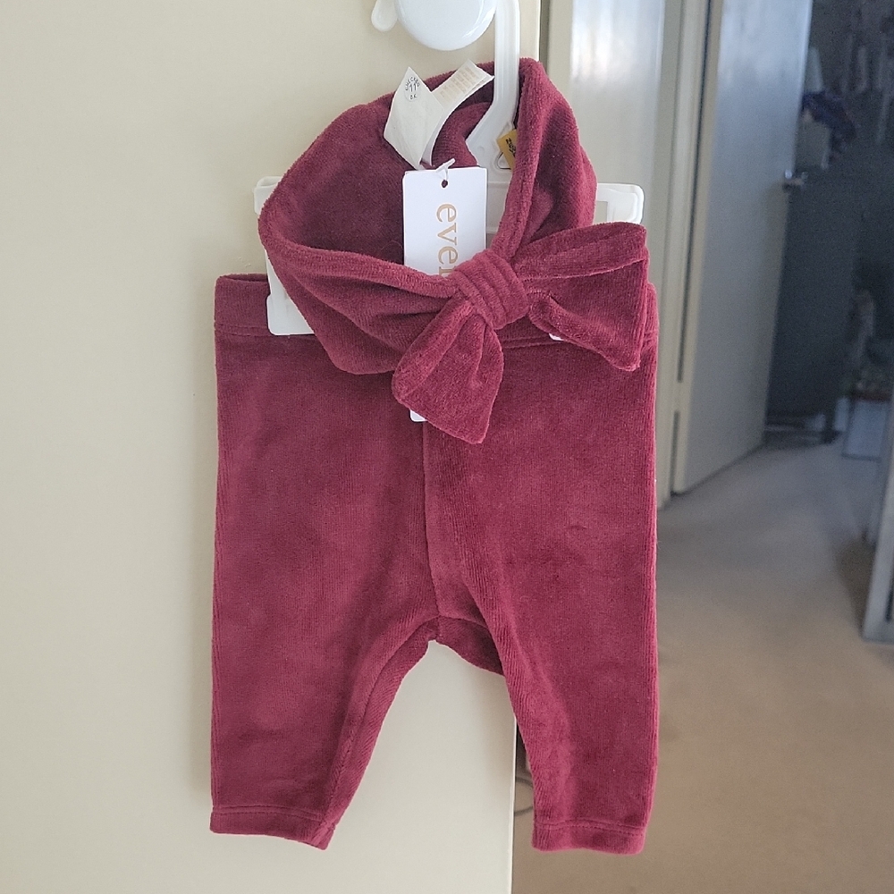 Burgundy Baby Leggings with Headband